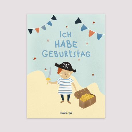 Poster Kindergeburtstag Porträt Kleiner Pirat