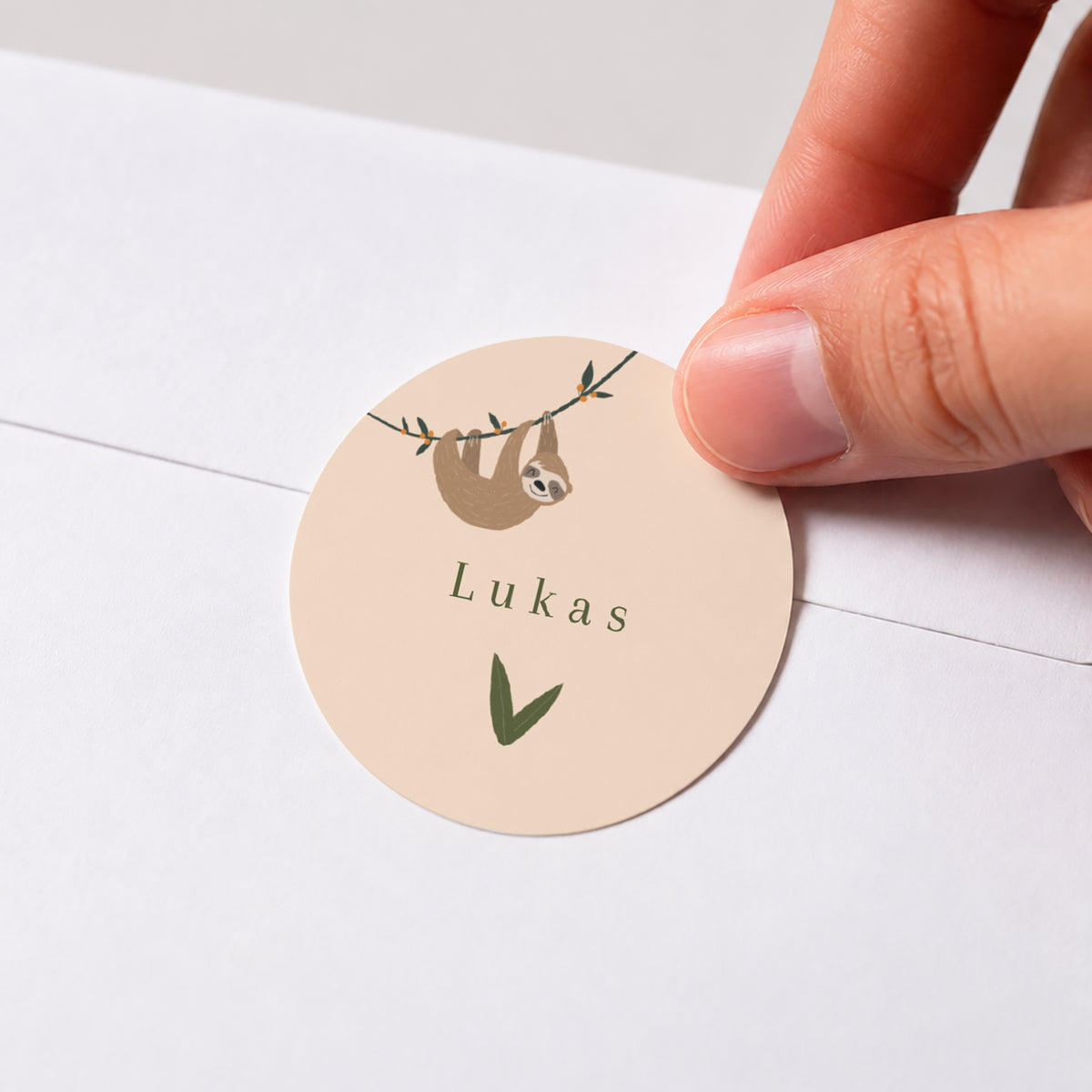 Sticker Kindergeburtstag Rund Faultier foto