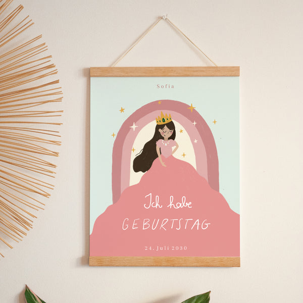 Poster Kindergeburtstag Porträt Prinzessin Regenbogen foto