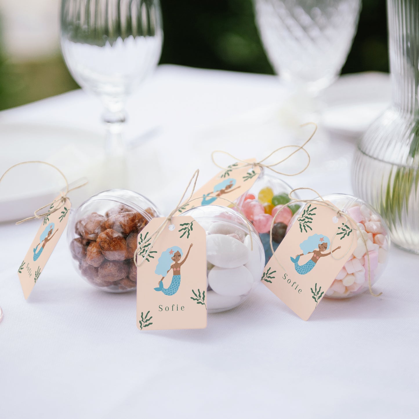 Mitgebsel-Box Kindergeburtstag Ball mit Wimpel-Etikett Hübsche Meerjungfrau foto N° 2