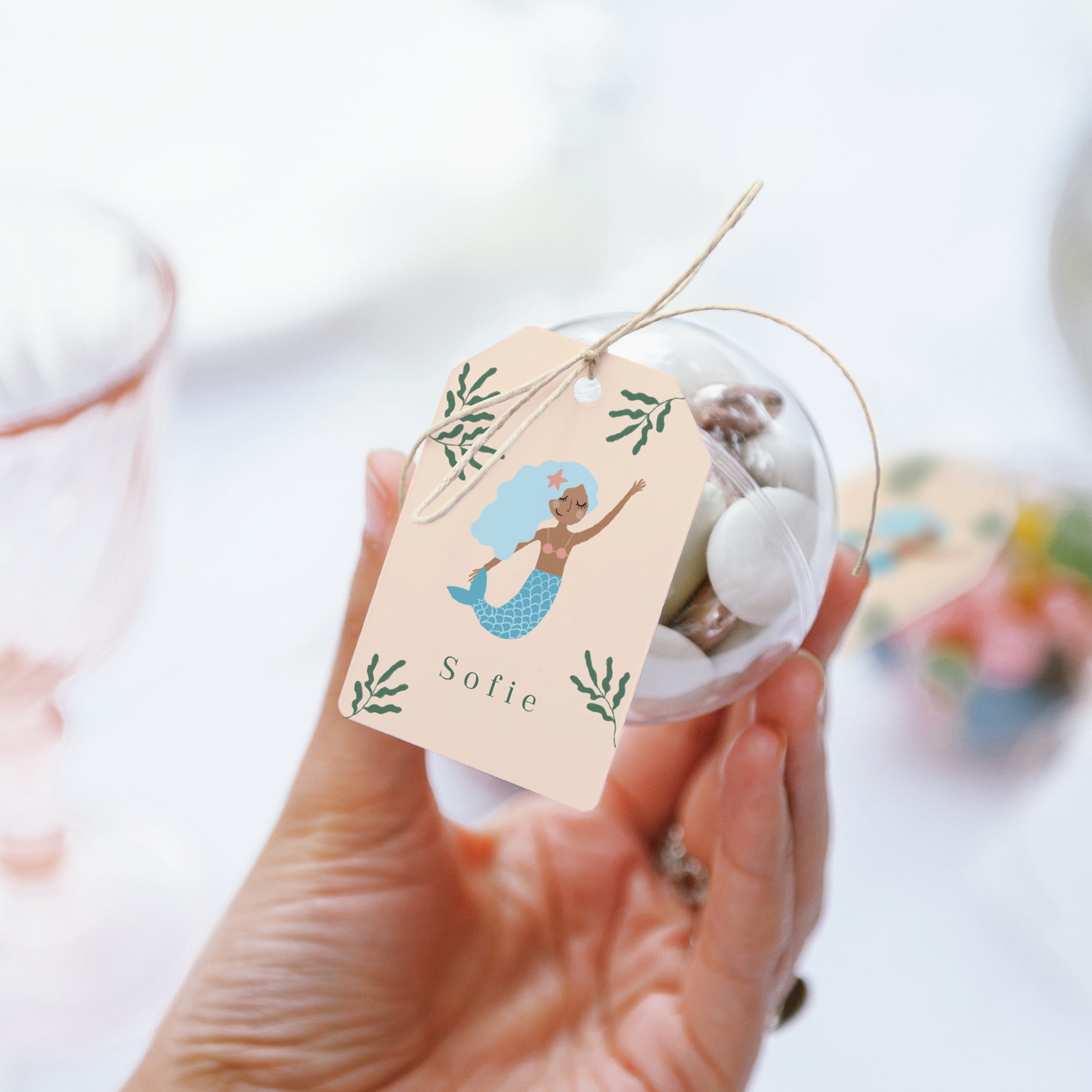 Mitgebsel-Box Kindergeburtstag Ball mit Wimpel-Etikett Hübsche Meerjungfrau foto N° 3