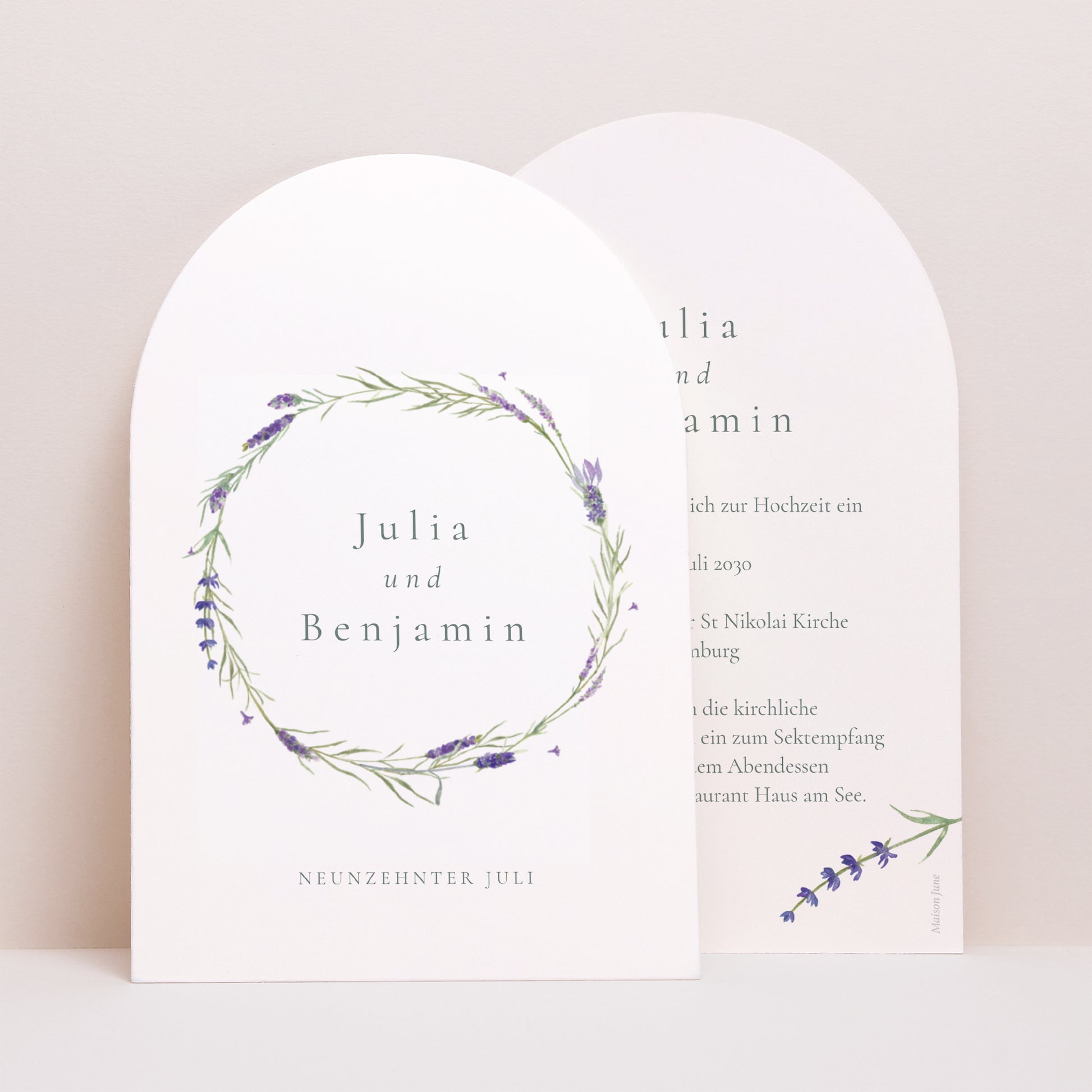 Hochzeitseinladung Arche Lavendel Aquarell foto N° 1