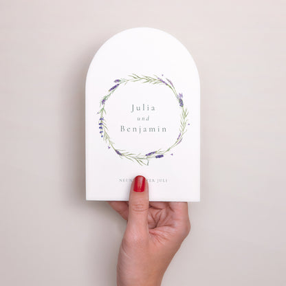 Hochzeitseinladung Arche Lavendel Aquarell foto N° 2