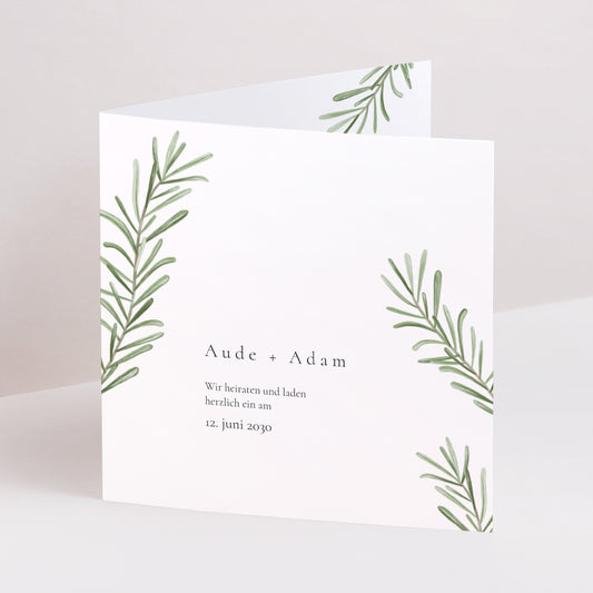 Hochzeitseinladung Doppelflügiges Quadrat Rosmarin aus der Provence foto