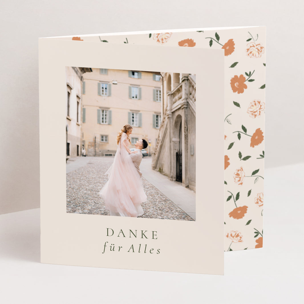 Dankeskarte Hochzeit Asymmetrisches Triptychon Liberty Poudré foto N° 1