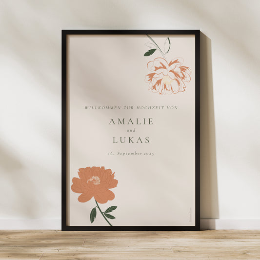 Begrüßungstafel Hochzeit Porträt 60 x 90 cm Liberty Poudré foto