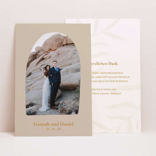 Dankeskarte Hochzeit PortraitPorträt Bohème Chic foto