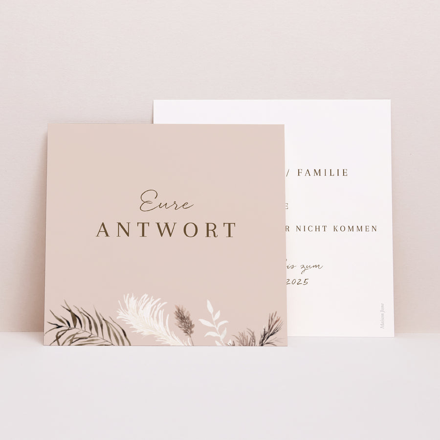 Antwortkarte Hochzeit Quadrat Bohemian Floral foto