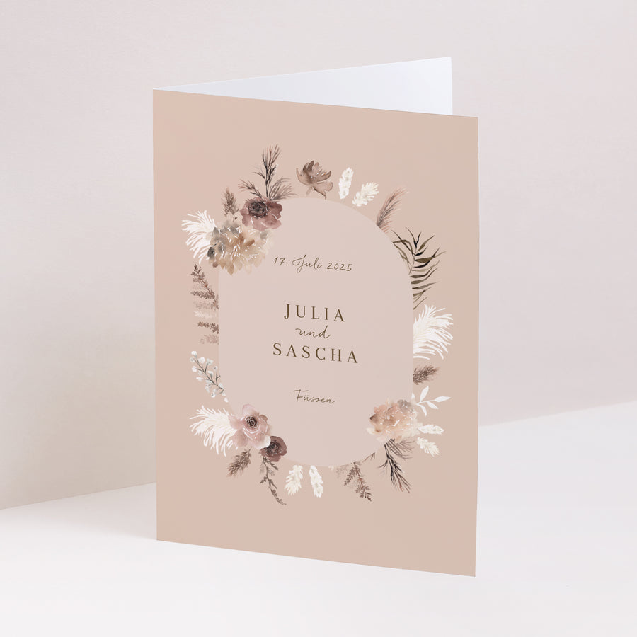 Hochzeitseinladung Doppelflügelporträt Bohemian Floral foto