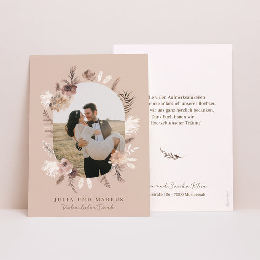 Dankeskarte Hochzeit Bohemian Floral foto