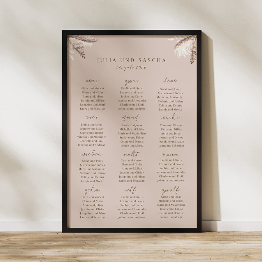Sitzplan Hochzeit Porträt Bohemian Floral foto