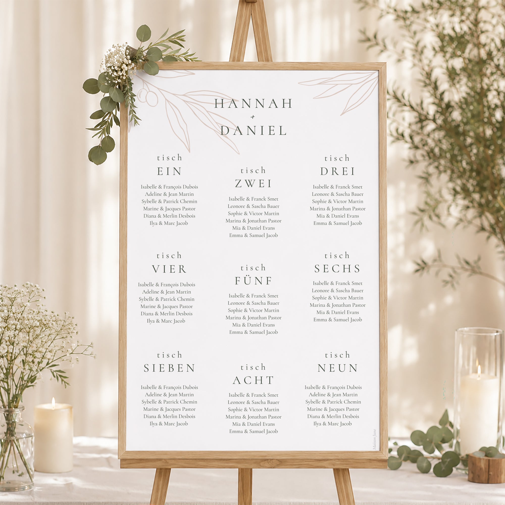 Sitzplan Hochzeit Porträt Die Vereinigung des Olivenbaums foto N° 1