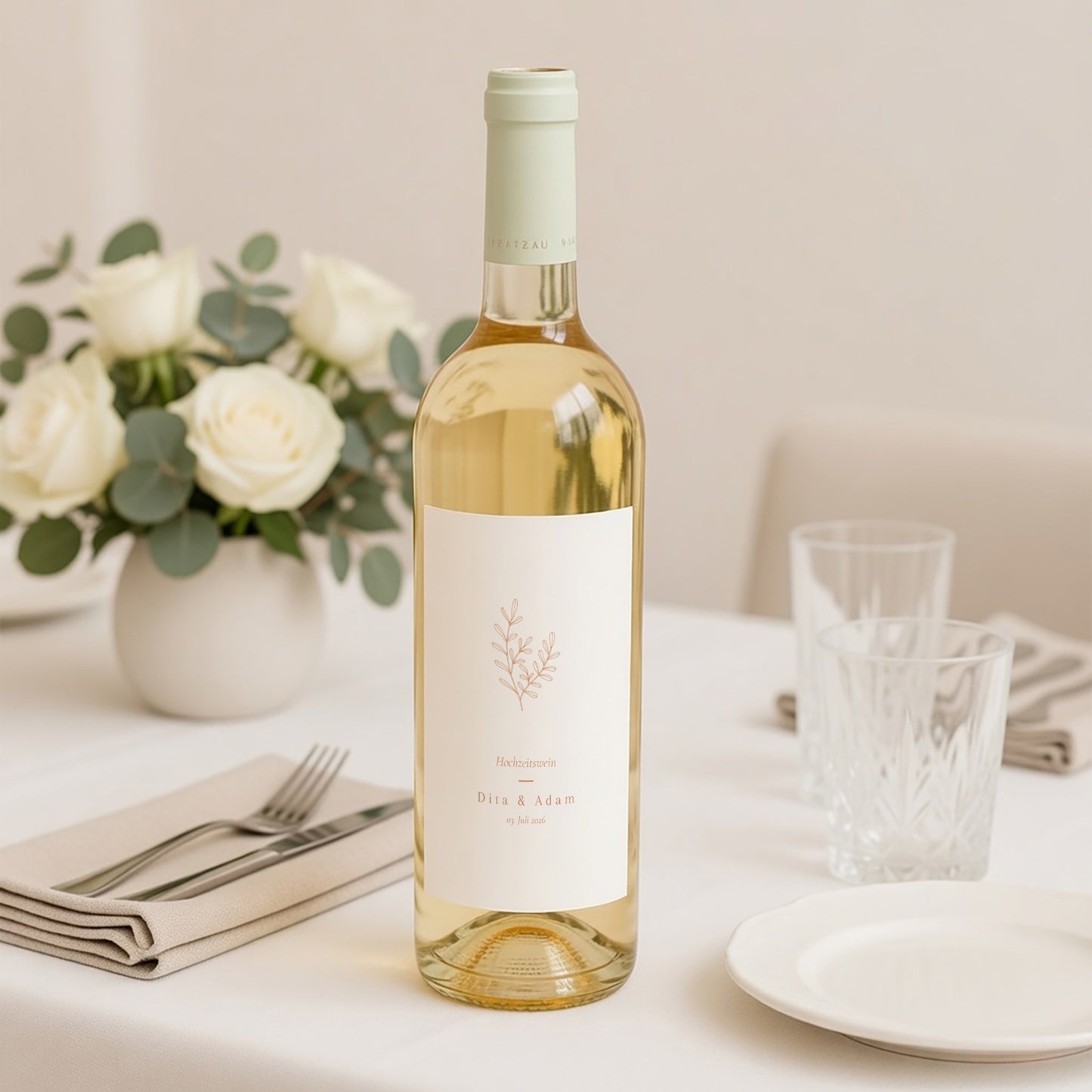 Flaschenetikett Hochzeit Porträt Vegetal Koralle foto N° 2