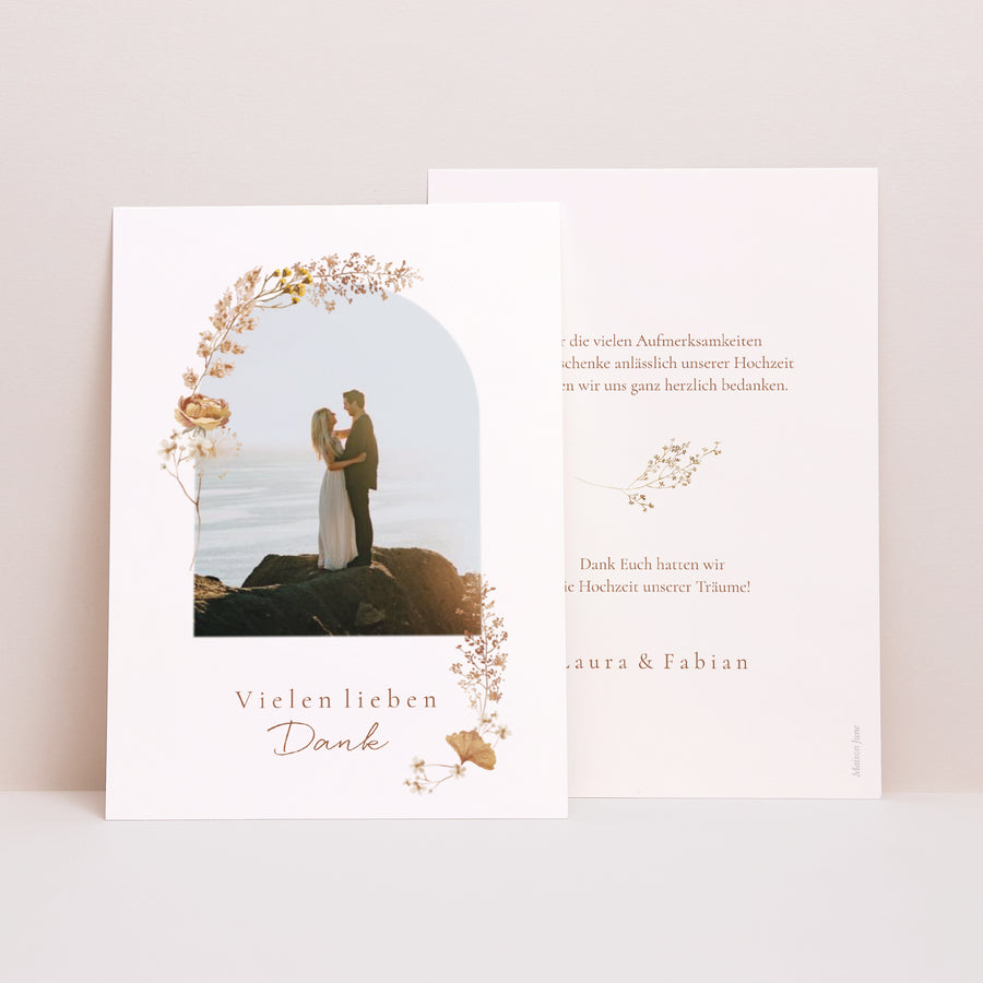 Dankeskarte Hochzeit ländlich creme schick foto