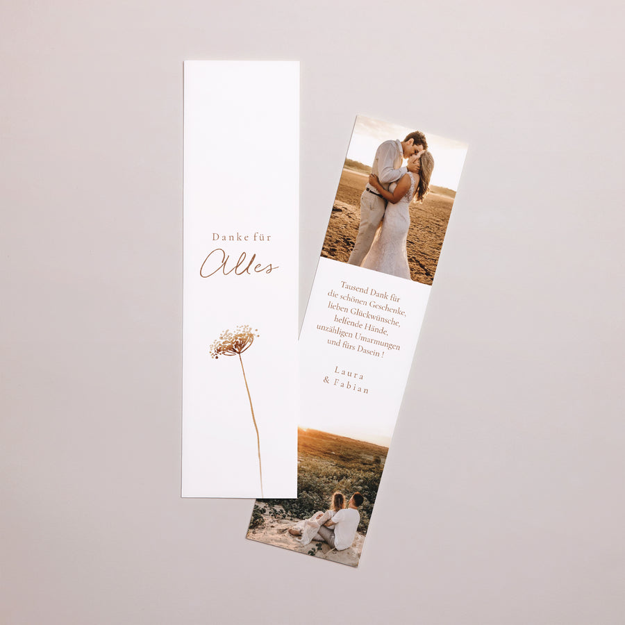 Dankeskarte Hochzeit Lesezeichen ländlich creme schick foto