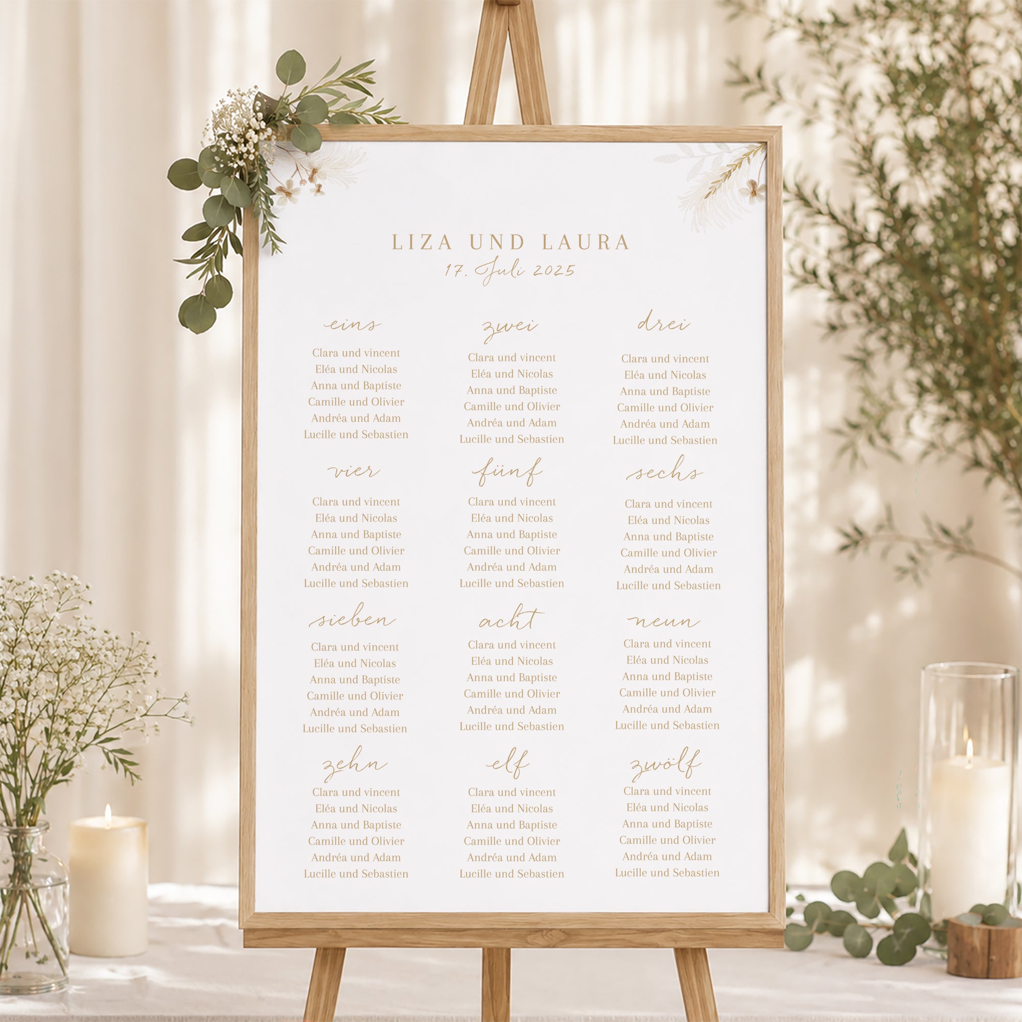 Sitzplan Hochzeit Porträt Böhmisch Creme foto N° 1