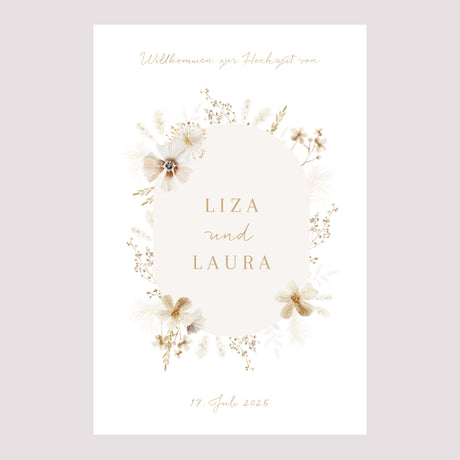 Begrüßungstafel Hochzeit Porträt 60 x 90 cm Böhmisch Creme