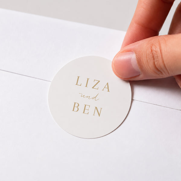 Sticker Hochzeit Rund Böhmisch Creme foto