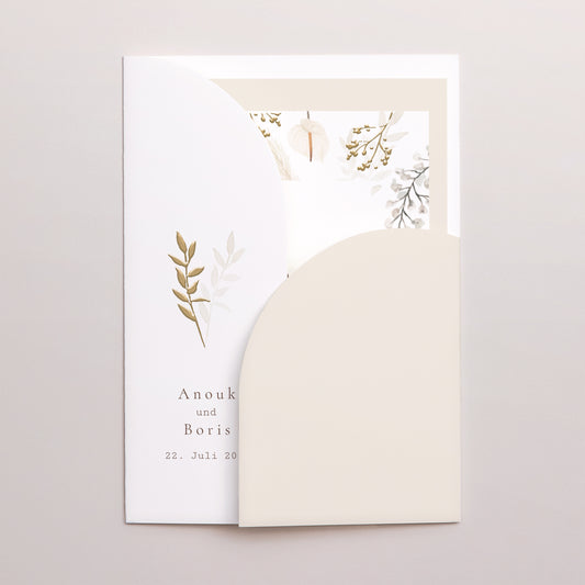 Hochzeitseinladung Hülle für 2 Karten Getrocknete Blumen foto