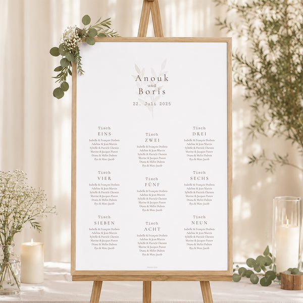 Sitzplan Hochzeit Porträt 60 x 90 cm Getrocknete Blumen foto