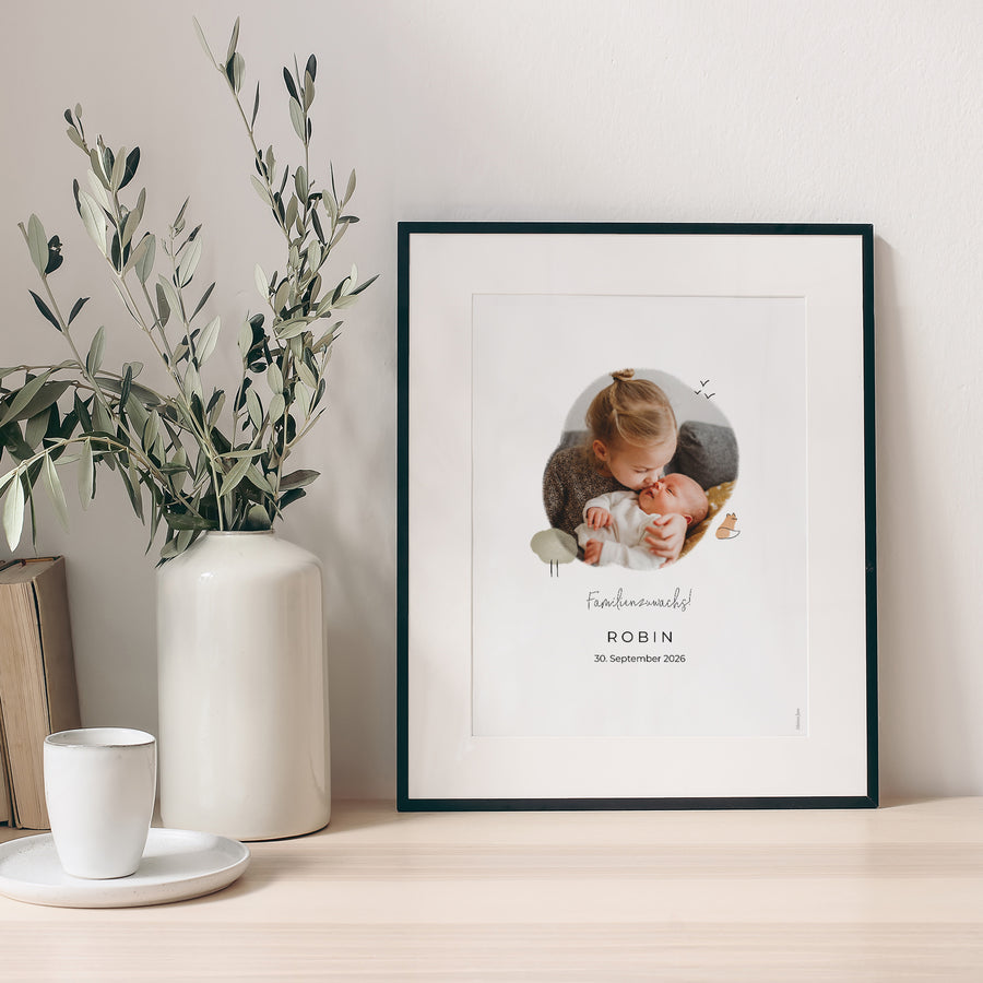 Poster Geburt Porträt Fuchs mit Bleistift foto