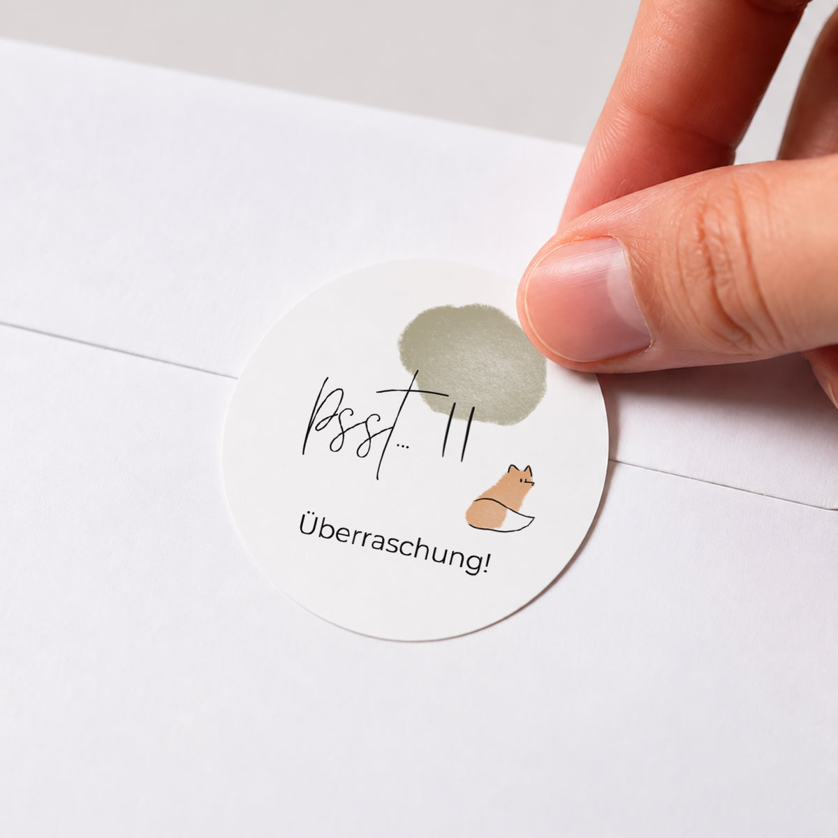 Sticker Geburt Rund Fuchs mit Bleistift foto