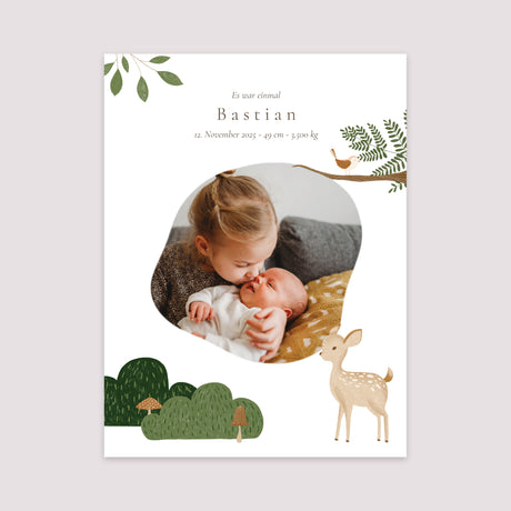 Poster Geburt Porträt Es war einmal die Tiere des Waldes