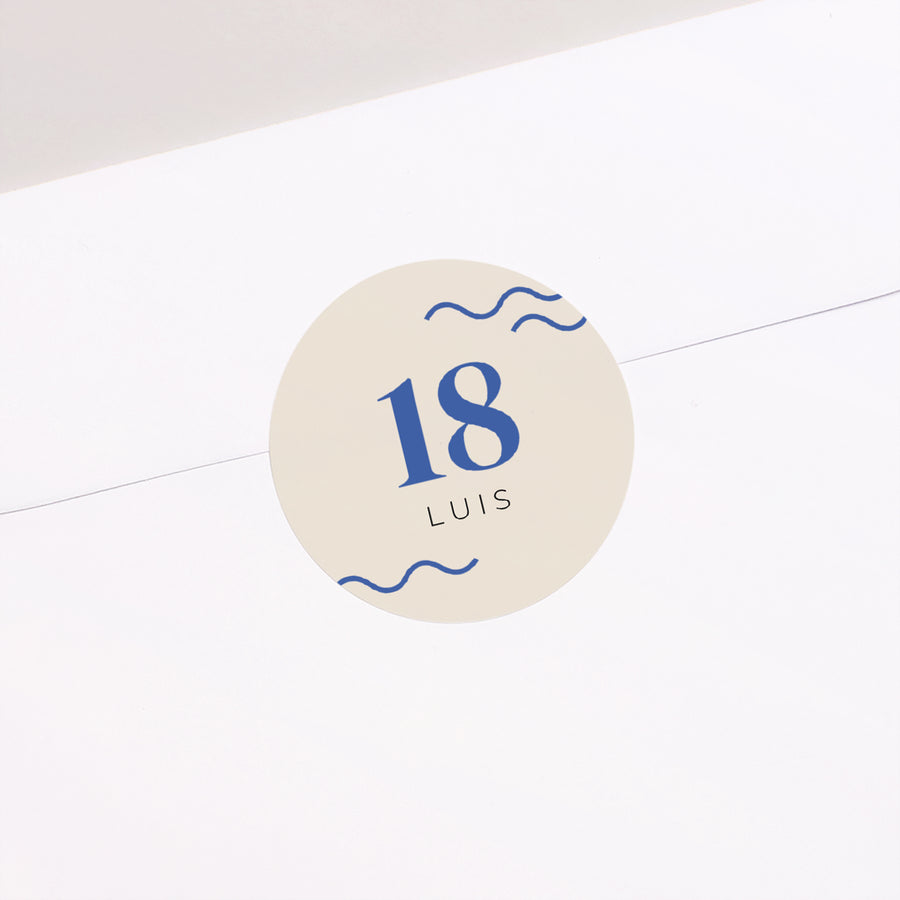 Sticker Geburtstag Erwachsener Rund Junge Foto-Typo, 18 Jahre alt foto
