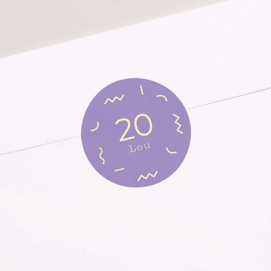 Sticker Geburtstag Erwachsener Rund Goldene Konfetti foto