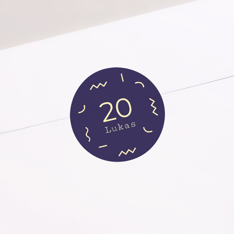 Sticker Geburtstag Erwachsener Rund Goldene Konfetti Pop foto