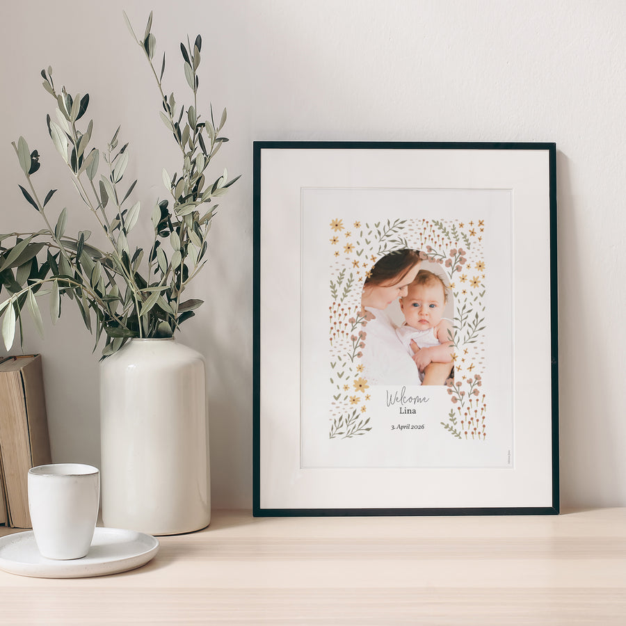 Poster Geburt Porträt Kleine Blumen foto