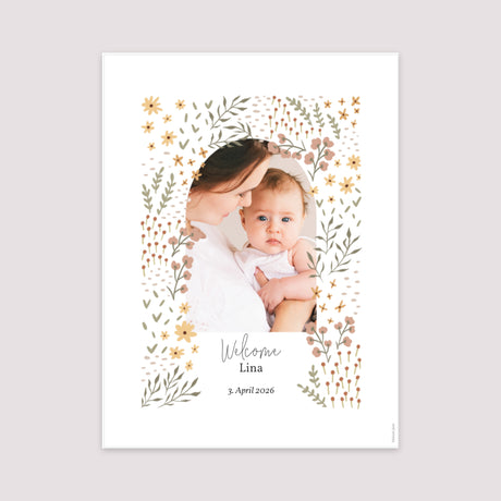 Poster Geburt Porträt Kleine Blumen