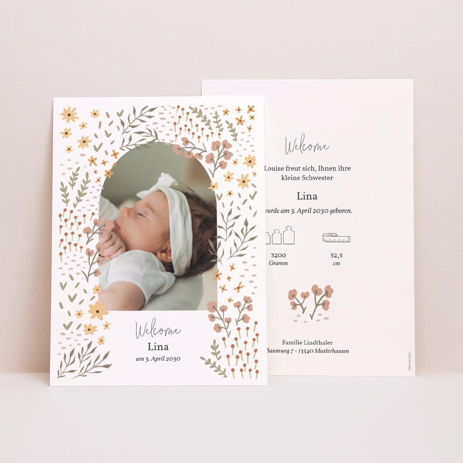 Geburtskarte Kleine Blumen foto