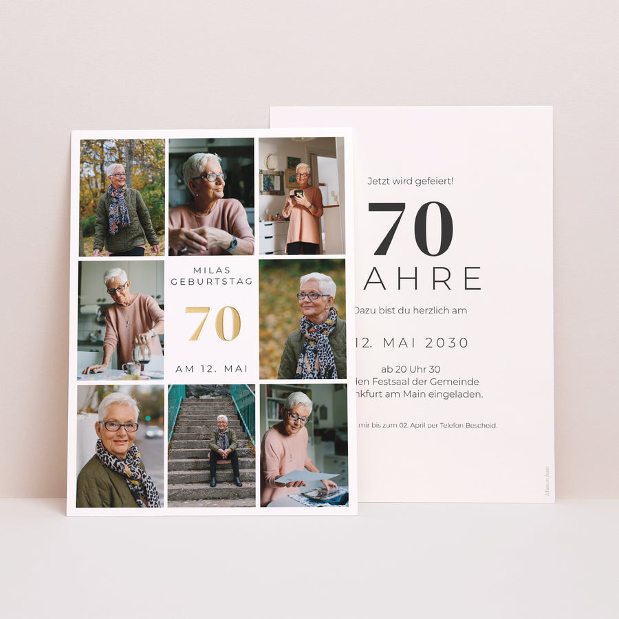 Beilegekarte Geburtstag Erwachsener 8 Fotos, 70 Jahre foto