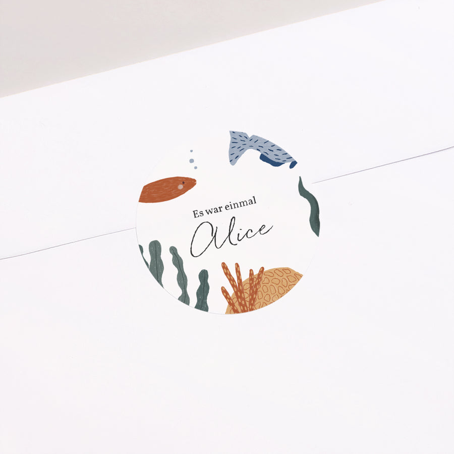 Sticker Geburt Rund Es waren einmal die Meerestiere foto