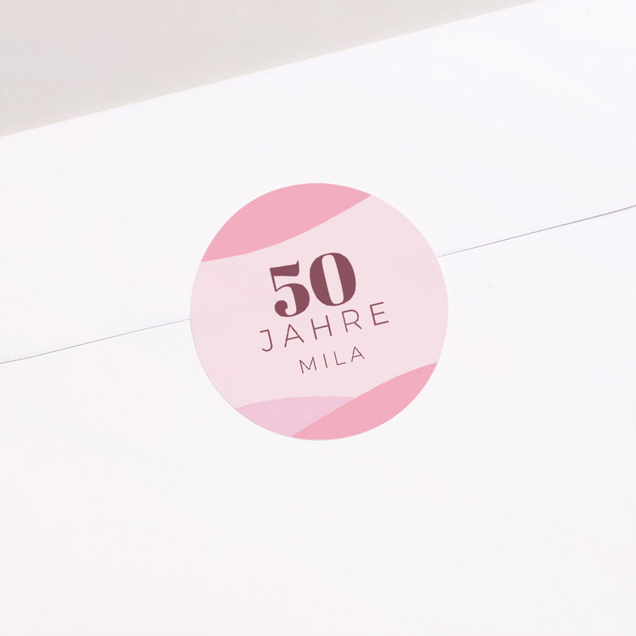 Sticker Geburtstag Erwachsener Rund Camaïeu Rosa, 50 Jahre foto