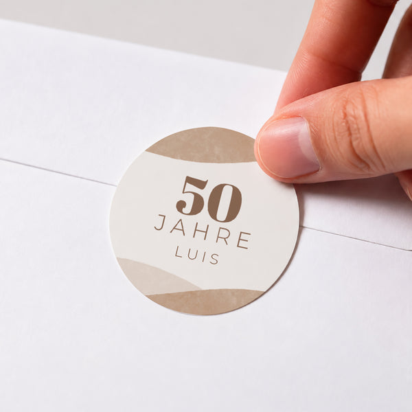 Sticker Geburtstag Rund Camaïeu Beige 50 Jahre foto