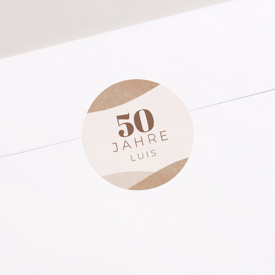 Sticker Geburtstag Erwachsener Rund Camaïeu Beige 50 Jahre foto