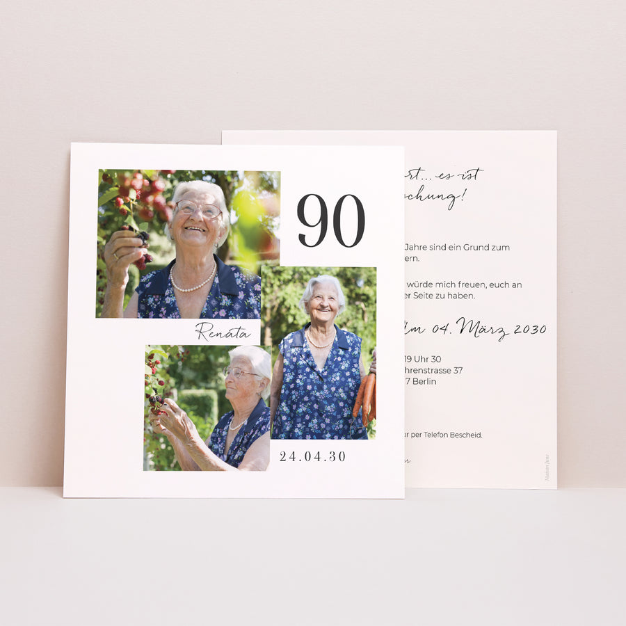 Beilegekarte Geburtstag Erwachsener Quadrat Geburtstag 90 Jahre gemischtes Quadrat Foto foto
