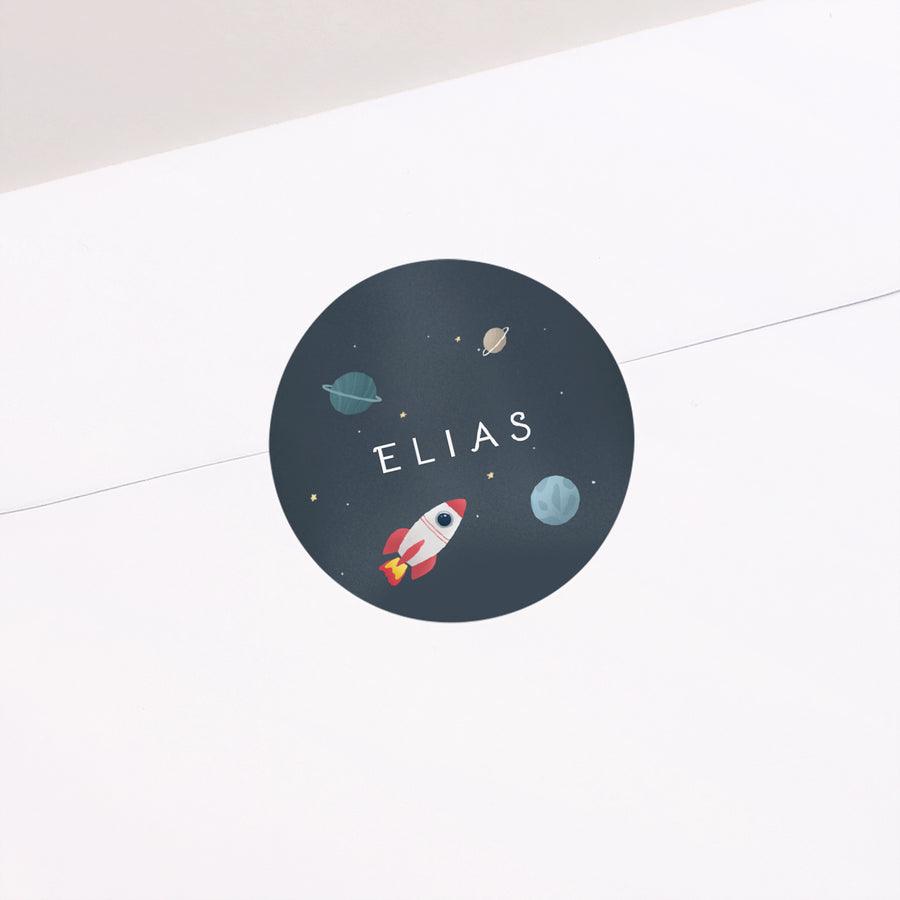 Sticker Kindergeburtstag Rund Rakete foto