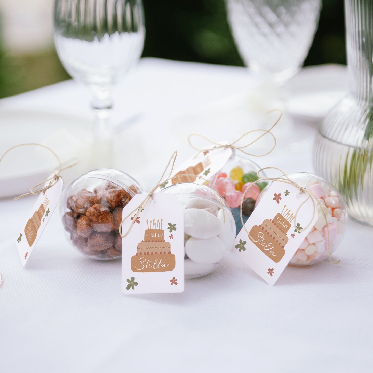 Mitgebsel-Box Kindergeburtstag Ball mit Wimpel-Etikett Frühlingsessen, Mädchen, beidseitig foto N° 2