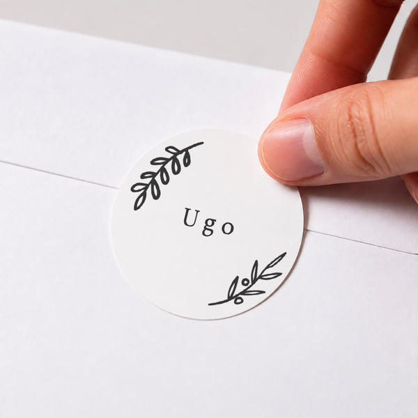 Sticker Taufe Rund Blumengold & Muster foto