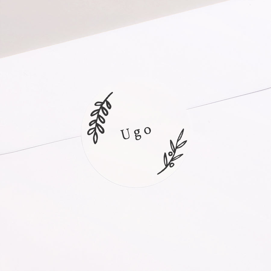 Sticker Taufe Rund Blumengold & Muster foto