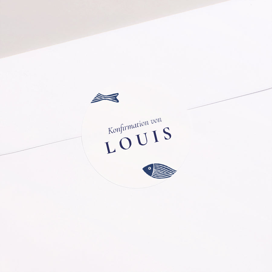 Sticker Konfirmation Rund Ichthus-Fisch foto