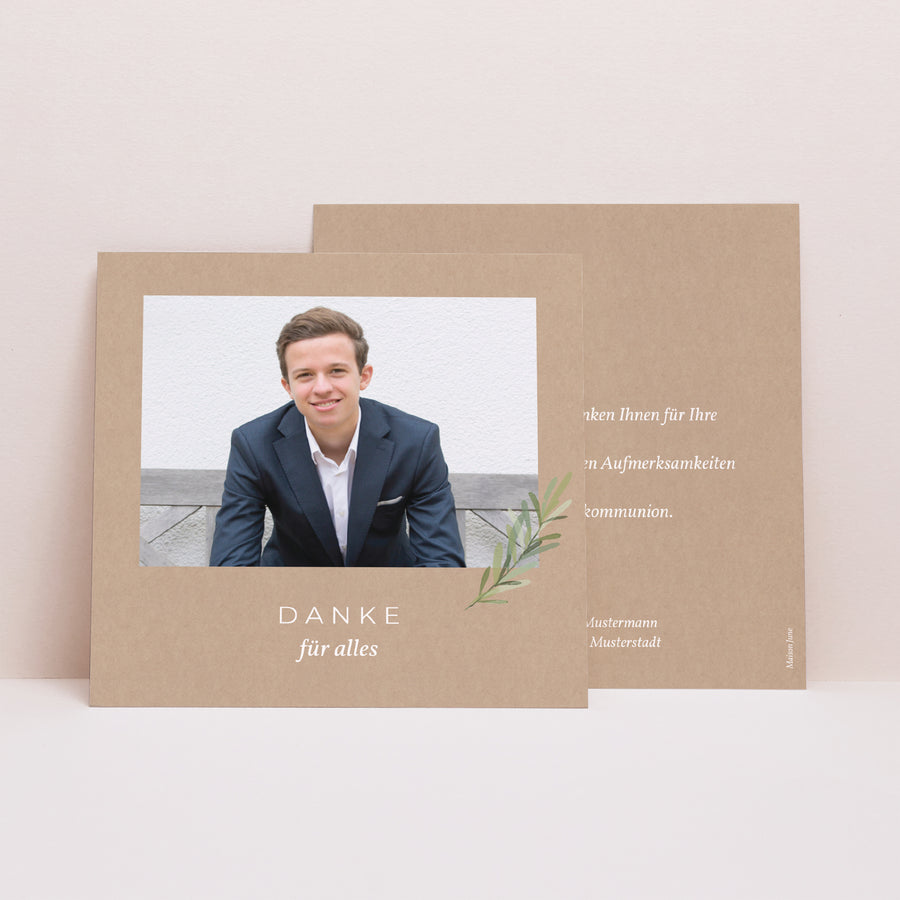Dankeskarte Konfirmation Quadrat brin olivier kraft foto