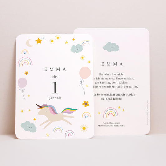 Einladungskarte Kindergeburtstag Porträt, abgerundete Kanten foto