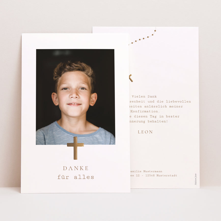 Dankeskarte Konfirmation PortraitPorträt Heiliger Rosenkranz foto