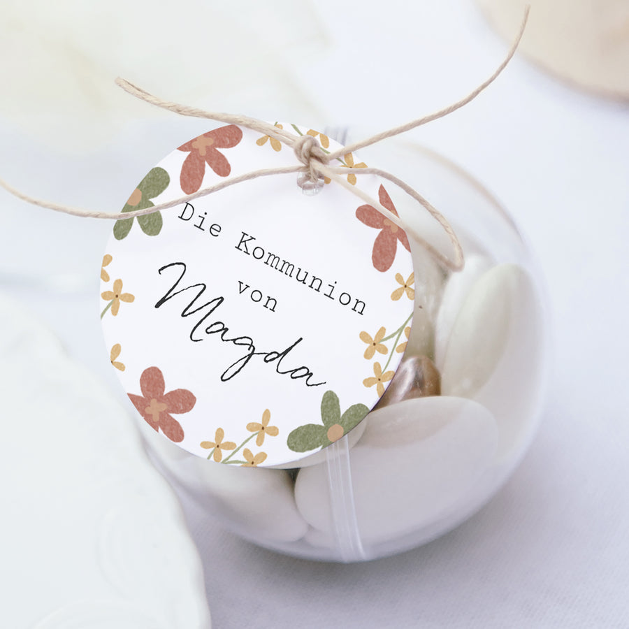 Geschenkbox Kommunion Kugel mit runder Etikette foto