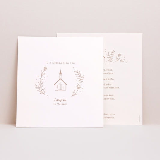 Einladungskarte Kommunion Quadrat foto