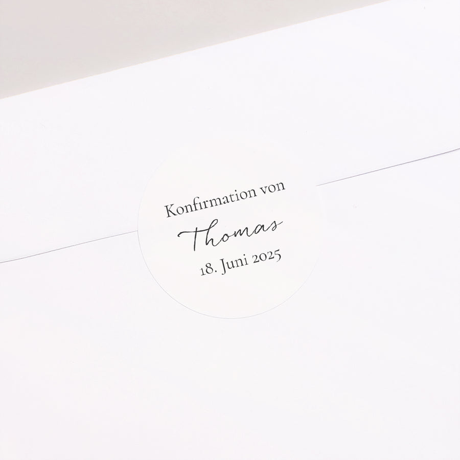 Sticker Konfirmation Rund Taube und ihr Zweig foto
